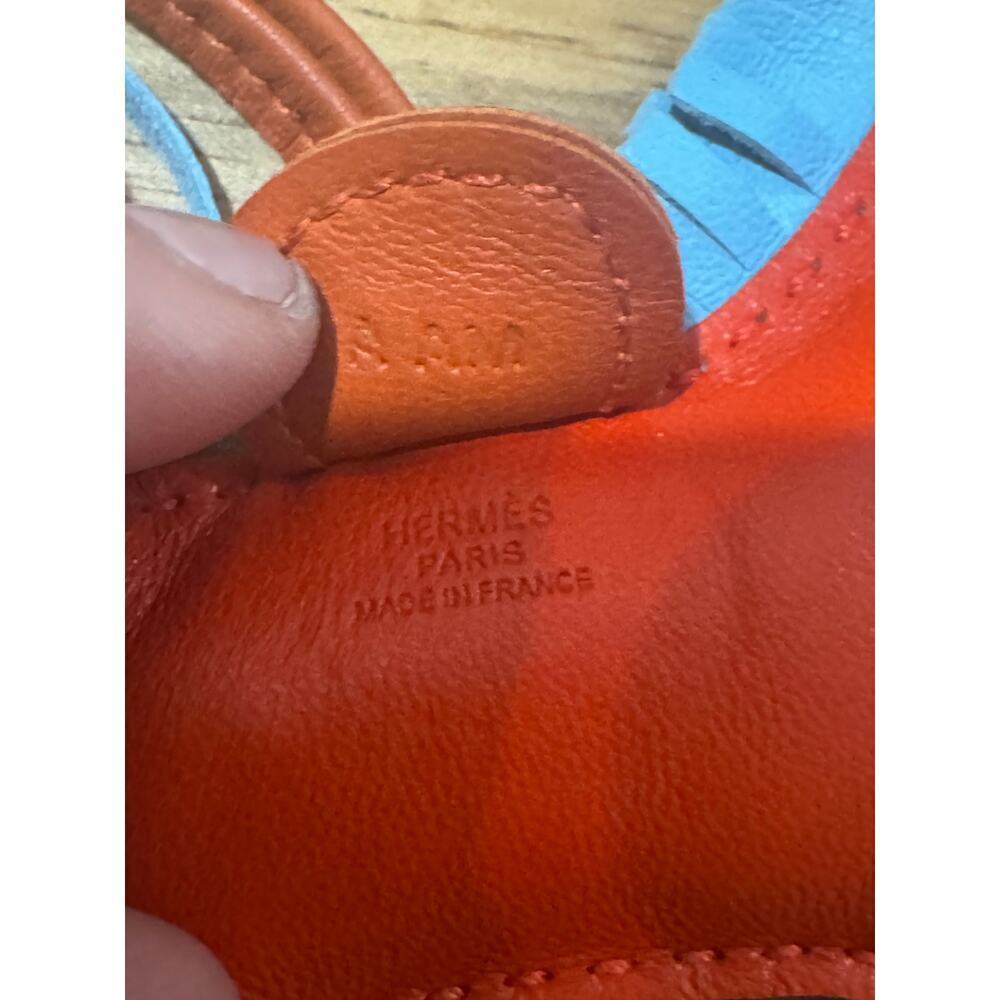 Hermes PM Milo Lambskin Rodeo Bag Charm Capucine Celeste Cornaline Authentic CoA - Picture 4 of 4